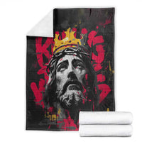 Jesus Graffiti Design Blanket Crowned Portrait and Urban Street Art Style in Red Yellow Black Theme - Wonder Print Shop
