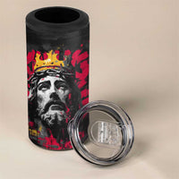 Jesus Graffiti Design 4 in 1 Can Cooler Tumbler Crowned Portrait and Urban Street Art Style in Red Yellow Black Theme - Wonder Print Shop