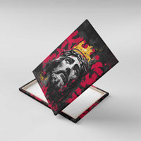 Jesus Graffiti Design Canvas Wall Art Crowned Portrait and Urban Street Art Style in Red Yellow Black Theme - Wonder Print Shop