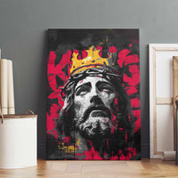 Jesus Graffiti Design Canvas Wall Art Crowned Portrait and Urban Street Art Style in Red Yellow Black Theme - Wonder Print Shop