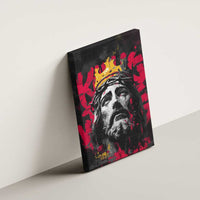 Jesus Graffiti Design Canvas Wall Art Crowned Portrait and Urban Street Art Style in Red Yellow Black Theme - Wonder Print Shop
