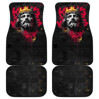 Jesus Graffiti Design Car Mats Crowned Portrait and Urban Street Art Style in Red Yellow Black Theme - Wonder Print Shop