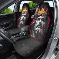 Jesus Graffiti Design Car Seat Cover Crowned Portrait and Urban Street Art Style in Red Yellow Black Theme - Wonder Print Shop