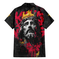 Jesus Graffiti Design Family Matching Mermaid Dress and Hawaiian Shirt Crowned Portrait and Urban Street Art Style in Red Yellow Black Theme - Wonder Print Shop