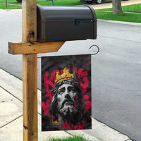 Jesus Graffiti Design Garden Flag Crowned Portrait and Urban Street Art Style in Red Yellow Black Theme - Wonder Print Shop
