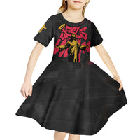 Jesus Graffiti Design Kid Short Sleeve Dress Crowned Portrait and Urban Street Art Style in Red Yellow Black Theme - Wonder Print Shop