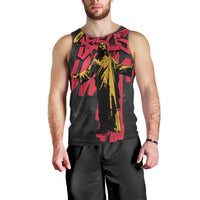 Jesus Graffiti Design Men Tank Top Crowned Portrait and Urban Street Art Style in Red Yellow Black Theme - Wonder Print Shop
