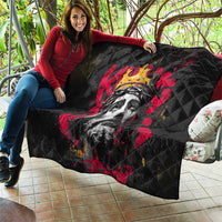 Jesus Graffiti Design Quilt Crowned Portrait and Urban Street Art Style in Red Yellow Black Theme - Wonder Print Shop