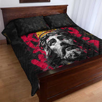 Jesus Graffiti Design Quilt Bed Set Crowned Portrait and Urban Street Art Style in Red Yellow Black Theme - Wonder Print Shop