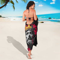 Jesus Graffiti Design Sarong Crowned Portrait and Urban Street Art Style in Red Yellow Black Theme - Wonder Print Shop