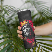 Jesus Graffiti Design Skinny Tumbler Crowned Portrait and Urban Street Art Style in Red Yellow Black Theme - Wonder Print Shop