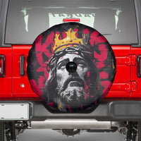Jesus Graffiti Design Spare Tire Cover Crowned Portrait and Urban Street Art Style in Red Yellow Black Theme - Wonder Print Shop