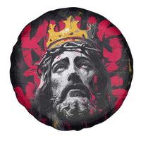 Jesus Graffiti Design Spare Tire Cover Crowned Portrait and Urban Street Art Style in Red Yellow Black Theme - Wonder Print Shop