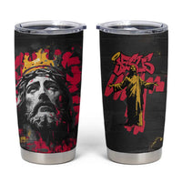 Jesus Graffiti Design Tumbler Cup Crowned Portrait and Urban Street Art Style in Red Yellow Black Theme - Wonder Print Shop