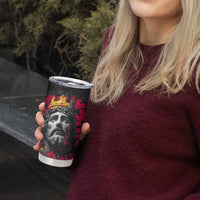 Jesus Graffiti Design Tumbler Cup Crowned Portrait and Urban Street Art Style in Red Yellow Black Theme - Wonder Print Shop
