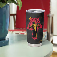 Jesus Graffiti Design Tumbler Cup Crowned Portrait and Urban Street Art Style in Red Yellow Black Theme - Wonder Print Shop
