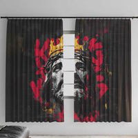 Jesus Graffiti Design Window Curtain Crowned Portrait and Urban Street Art Style in Red Yellow Black Theme - Wonder Print Shop