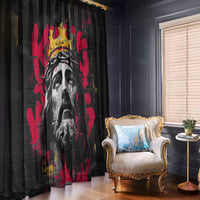 Jesus Graffiti Design Window Curtain Crowned Portrait and Urban Street Art Style in Red Yellow Black Theme - Wonder Print Shop