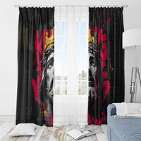 Jesus Graffiti Design Window Curtain Crowned Portrait and Urban Street Art Style in Red Yellow Black Theme - Wonder Print Shop