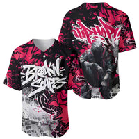 Hip Hop Graffiti Design Baseball Jersey Sitting Hooded Figure and Red Black Street Art Elements - Wonder Print Shop