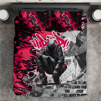 Hip Hop Graffiti Design Bedding Set Sitting Hooded Figure and Red Black Street Art Elements - Wonder Print Shop