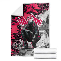 Hip Hop Graffiti Design Blanket Sitting Hooded Figure and Red Black Street Art Elements - Wonder Print Shop