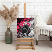 Hip Hop Graffiti Design Canvas Wall Art Sitting Hooded Figure and Red Black Street Art Elements - Wonder Print Shop