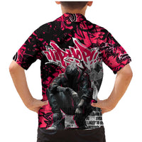 Hip Hop Graffiti Design Family Matching Mermaid Dress and Hawaiian Shirt Sitting Hooded Figure and Red Black Street Art Elements - Wonder Print Shop