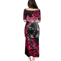 Hip Hop Graffiti Design Family Matching Puletasi and Hawaiian Shirt Sitting Hooded Figure and Red Black Street Art Elements - Wonder Print Shop