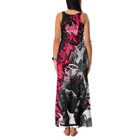 Hip Hop Graffiti Design Family Matching Tank Maxi Dress and Hawaiian Shirt Sitting Hooded Figure and Red Black Street Art Elements - Wonder Print Shop