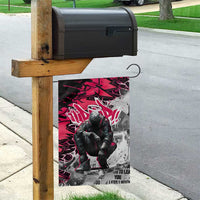 Hip Hop Graffiti Design Garden Flag Sitting Hooded Figure and Red Black Street Art Elements - Wonder Print Shop