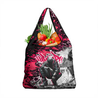 Hip Hop Graffiti Design Grocery Bag Sitting Hooded Figure and Red Black Street Art Elements - Wonder Print Shop