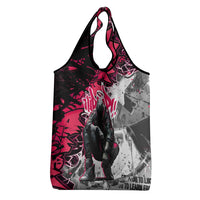 Hip Hop Graffiti Design Grocery Bag Sitting Hooded Figure and Red Black Street Art Elements - Wonder Print Shop