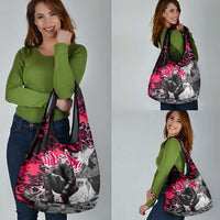 Hip Hop Graffiti Design Grocery Bag Sitting Hooded Figure and Red Black Street Art Elements - Wonder Print Shop