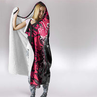 Hip Hop Graffiti Design Hooded Blanket Sitting Hooded Figure and Red Black Street Art Elements - Wonder Print Shop