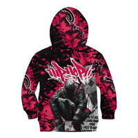 Hip Hop Graffiti Design Kid Hoodie Sitting Hooded Figure and Red Black Street Art Elements - Wonder Print Shop
