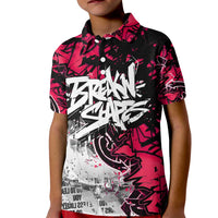 Hip Hop Graffiti Design Kid Polo Shirt Sitting Hooded Figure and Red Black Street Art Elements - Wonder Print Shop