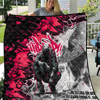 Hip Hop Graffiti Design Quilt Sitting Hooded Figure and Red Black Street Art Elements - Wonder Print Shop