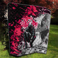 Hip Hop Graffiti Design Quilt Sitting Hooded Figure and Red Black Street Art Elements - Wonder Print Shop