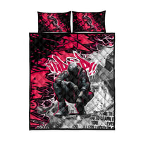 Hip Hop Graffiti Design Quilt Bed Set Sitting Hooded Figure and Red Black Street Art Elements - Wonder Print Shop
