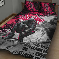 Hip Hop Graffiti Design Quilt Bed Set Sitting Hooded Figure and Red Black Street Art Elements - Wonder Print Shop