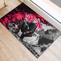 Hip Hop Graffiti Design Rubber Doormat Sitting Hooded Figure and Red Black Street Art Elements - Wonder Print Shop