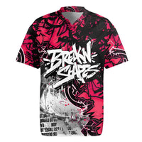 Hip Hop Graffiti Design Rugby Jersey Sitting Hooded Figure and Red Black Street Art Elements - Wonder Print Shop