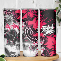 Hip Hop Graffiti Design Skinny Tumbler Sitting Hooded Figure and Red Black Street Art Elements - Wonder Print Shop