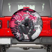 Hip Hop Graffiti Design Spare Tire Cover Sitting Hooded Figure and Red Black Street Art Elements - Wonder Print Shop