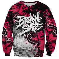 Hip Hop Graffiti Design Sweatshirt Sitting Hooded Figure and Red Black Street Art Elements - Wonder Print Shop