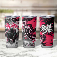 Hip Hop Graffiti Design Tumbler Cup Sitting Hooded Figure and Red Black Street Art Elements - Wonder Print Shop
