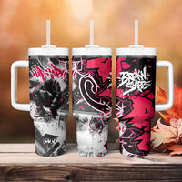 Hip Hop Graffiti Design Tumbler With Handle Sitting Hooded Figure and Red Black Street Art Elements - Wonder Print Shop