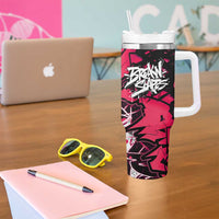 Hip Hop Graffiti Design Tumbler With Handle Sitting Hooded Figure and Red Black Street Art Elements - Wonder Print Shop