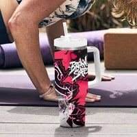 Hip Hop Graffiti Design Tumbler With Handle Sitting Hooded Figure and Red Black Street Art Elements - Wonder Print Shop